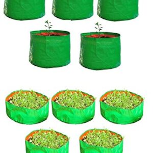 YUVAGREEN Green with Orange 200 GSM UV Treated Grow Bags for Terrace Gardening 12"x 12" (Pack of 5) and 15"x 8" (Pack of 5)