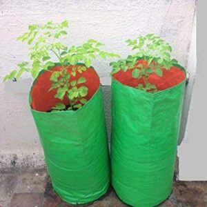YUVAGREEN High Density Polyethylene Terrace Gardening Leafy Vegetable Grow Bag (Green, 12x18 Inch) -Pack of 4