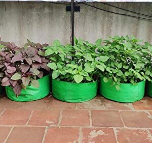 YUVAGREEN Premium Grow Bags for Terrace Gardening Spinach & Greens | Round Shaped Green Colour Grow Bag | Suitable for Terrace Gardening| Kitchen Gardening & Balcony -18x9 INCH (Pack of 4)