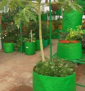 YUVAGREEN Terrace Gardening Leafy Vegetable HDPE Green with orange UV Treated Grow Bags 18" Diax 24" Height, Pack of 4
