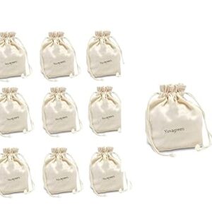 YUVAGREEN 100% Cotton Reusable Pouches & Bags with Drawstring; Set of 10 (9x14 Inches) for Vegetables, Fruits, and General Storage; Machine Washable, White  (₹26 / count)