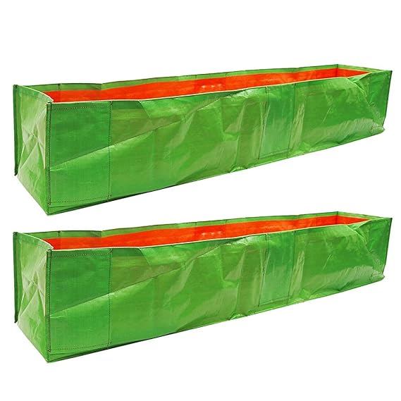 YUVAGREEN Green with Orange 200 GSM UV Treated Grow Bags for Terrace Gardening 60" x 12" x 12" Pack of 2