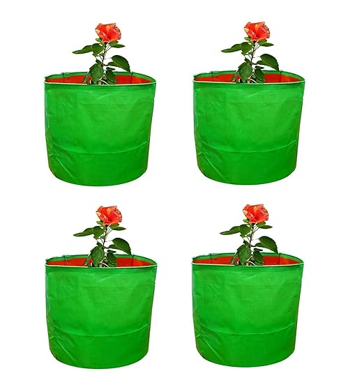 YUVAGREEN High Density Polyethylene Grow Bags, Green, 9"X9", Pack Of 4