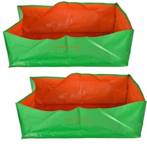 YUVAGREEN Terrace Gardening Leafy Vegetable Green Rectangle Grow Bag, 24 x 12 x 9 Inches (Green) - Pack of 2.