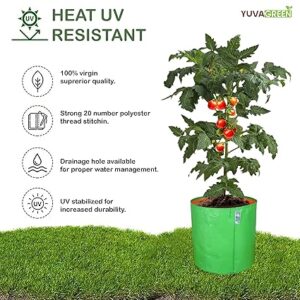 YUVAGREEN Premium Grow Bags for Terrace Gardening Vegetables & Flowers| Round Shaped Green Colour Grow Bag | Suitable for Terrace Gardening| Kitchen Gardening & Balcony (4, 15x15 INCH)