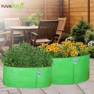 YUVAGREEN HDPE UV Protected Round Green Colour Plants Grow Bags Suitable For Terrace And Vegetable Gardening (24" X 12") - (Pack Of 4), 30 Cm, 60 Cm