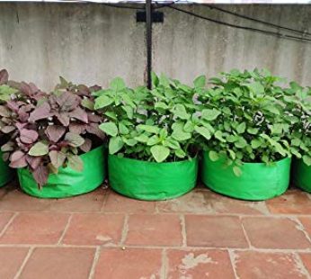 YUVAGREEN Premium Grow Bags for Terrace Gardening Spinach & Greens | Round Shaped Green Colour Grow Bag | Suitable for Terrace Gardening| Kitchen Gardening & Balcony -18×9 INCH (Pack of 4)