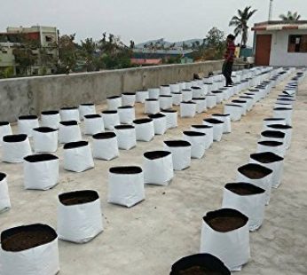 YUVAGREEN UV Treated Poly Grow Bags for Leafy Vegetable and Flower plants (24 x 24 x 40 cm,White Outside, Black Inside) (15)