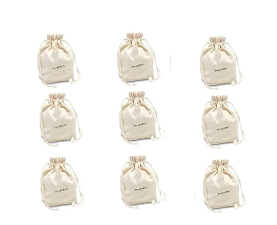YUVAGREEN Cotton Storage Bags Set of 9 Reusable Fridge Storage Bags for Vegetables and Fruits, Multipurpose Bag (3 Small, 3 Medium & 3 Large Size Bag)