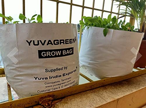 YUVAGREEN UV Treated Poly Grow Bags for Leafy Vegetable and Flower Plants (24 x 24 x 40 cm,White Outside, Black Inside) (5) - Image 2