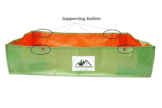 YUVAGREEN Terrace Gardening 200 GSM UV Treated Grow Bags 48"x24"x12" Green with Orange. - Image 3