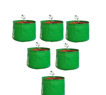 YUVAGREEN Terrace Gardening Leafy Vegetable Grow Bag (9x 9-inch, Green) – Pack of 6