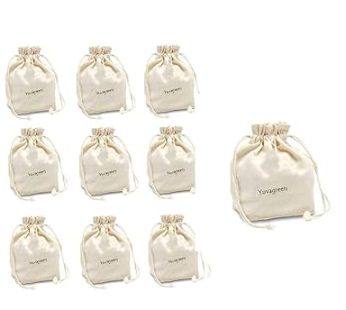 YUVAGREEN 100% Cotton Reusable Pouches & Bags with Drawstring; Set of 10 (9×14 Inches) for Vegetables, Fruits, and General Storage; Machine Washable, White  (₹26 / count)