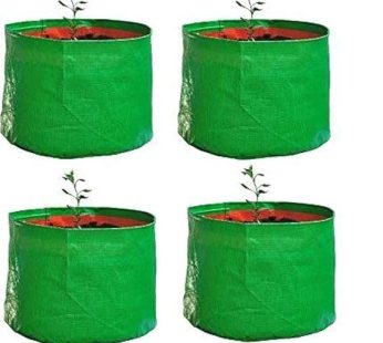 YUVAGREEN Terrace Gardening Leafy Vegetable HDPE Green with Orange UV Treated Grow Bags 18″ Diax 12″ Height, Pack of 4