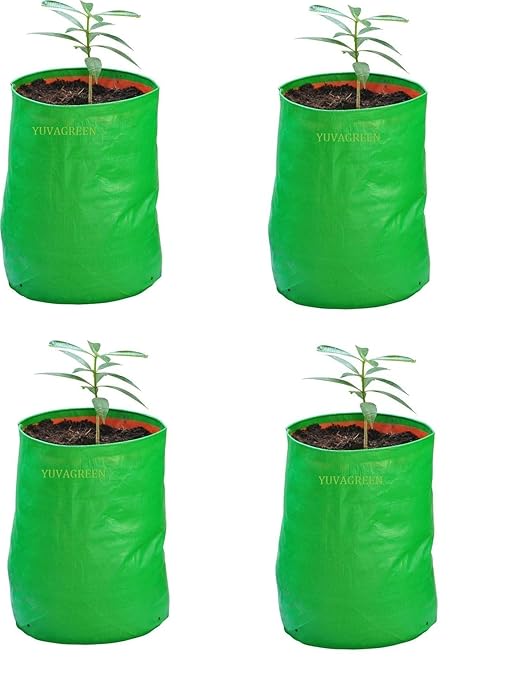 YUVAGREEN Terrace Gardening Leafy Vegetable HDPE Green Grow Bags (18"x18") - 4 pcs