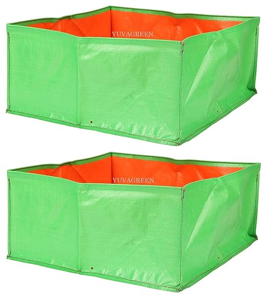 YUVAGREEN Terrace Gardening Leafy Vegetable Green Grow Bag (12" x 12" x 9") - (Pack of 2)