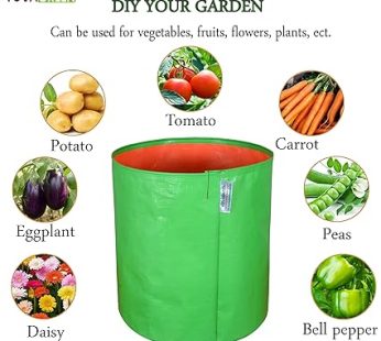 YUVAGREEN HDPE UV Protected Round Green Colour Plants Grow Bags Suitable For Terrace And Vegetable Gardening (12″ X 15″)- (Pack Of 4), 38 Cm, 30 Cm