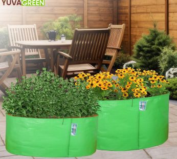 YUVAGREEN HDPE UV Protected Round Green Colour Plants Grow Bags Suitable For Terrace And Vegetable Gardening (24″ X 12″) – (Pack Of 4), 30 Cm, 60 Cm